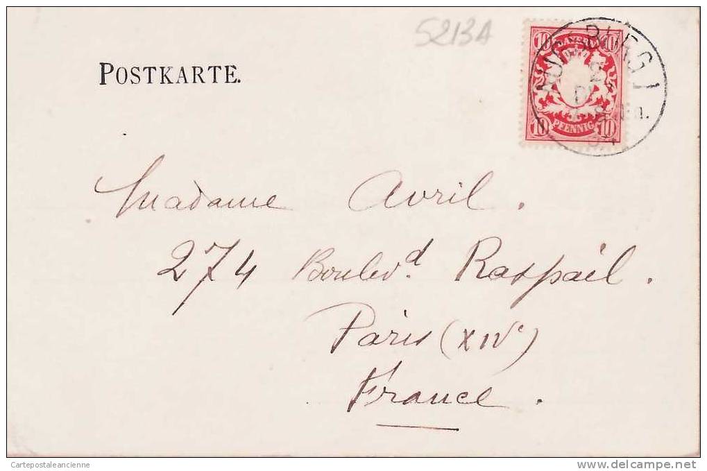 PIONNIERE AUGSBURG RATHAUS PERLACHTURM  Postierte 07.08.1904 à AVRIL Bv RASPAIL Paris XIV-  GERMANY DEUTSCHLAND -5213A - Augsburg