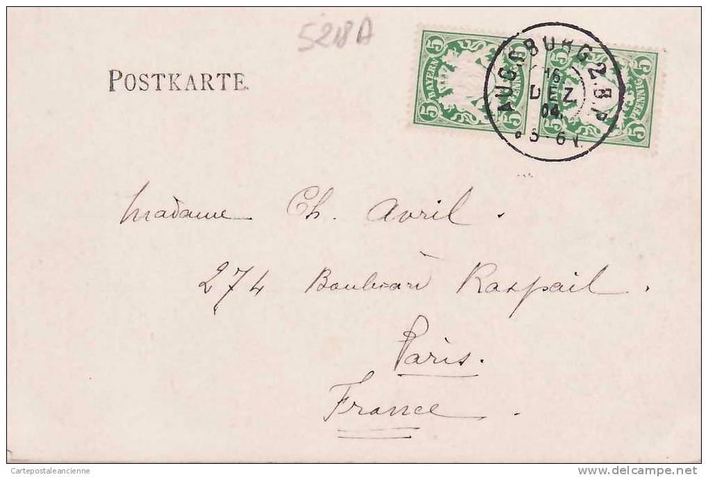 PIONNIERE AUGSBURG BAHNHOFSTRASSE CAFE CENTRAL  Postierte 07.08.1904 à AVRIL RASPAIL Paris - GERMANY DEUTSCHLAND -5218A - Augsburg