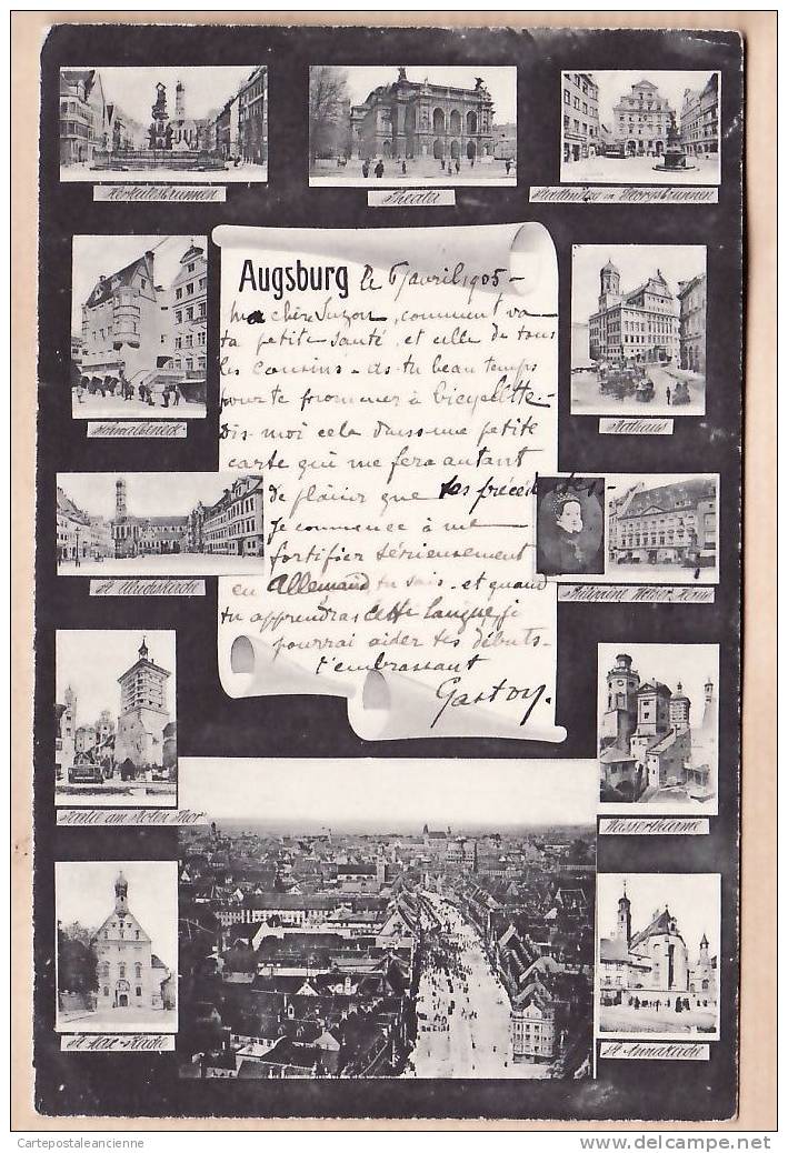 PIONNIERE AUGSBURG GRUSS MULTIVIEWS Postierte 06.04.1905 à BERNOT Boulogne Seine -  GERMANY DEUTSCHLAND GERMANY -5221A - Augsburg