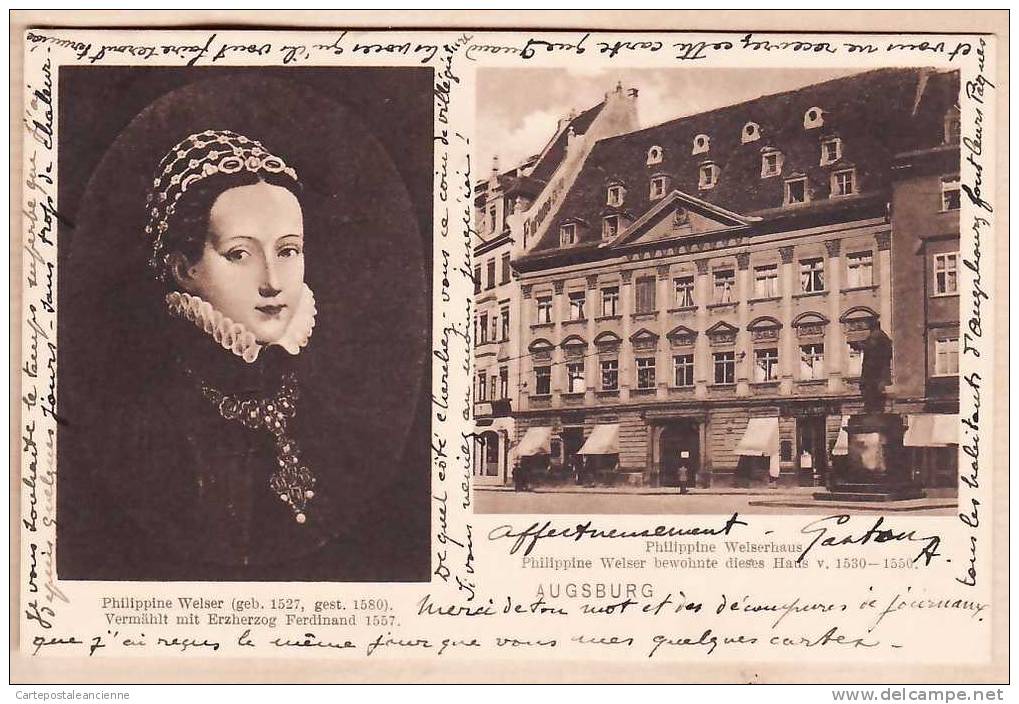 POSTKARTE PIONNIERE AUGSBURG PHILIPPINE WELSERHAUS WELSER Postierte 21.04.1905 - DEUTSCHLAND GERMANY -5223A - Augsburg