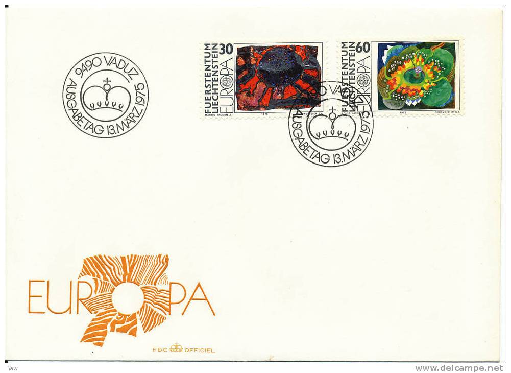 LIECHTENSTEIN 1975 FDC  EUROPA CEPT. SERIE COMPLETA - 1975