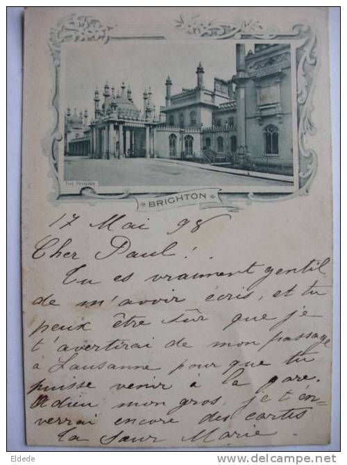 Short Sized Card 8,5 By 12,5 Cms Brighton The Pavilion Postally Used 1898 - Brighton