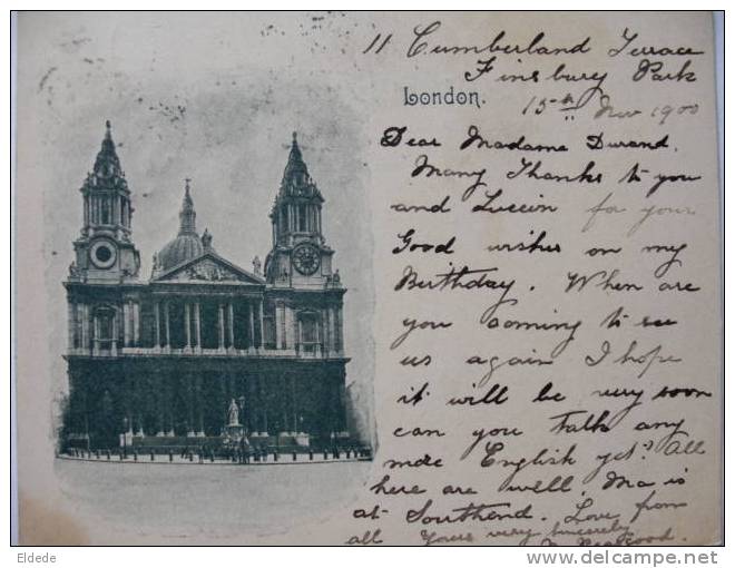 Short Sized Card 8,5 By 11cms London St Paul´s Cathedral  Postally Used 1900 - St. Paul's Cathedral