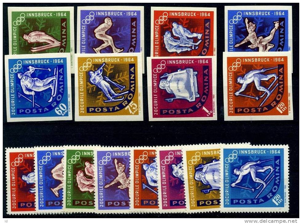 1963 ISSUE - WINTER OLYMPIC GAMES INNSBRUCK 1964 SET PERF & IMPERF. - Oblitérés