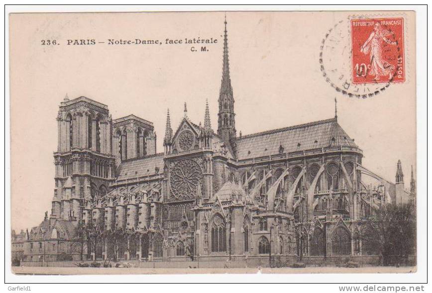 Ansichtskarte - Paris Notre - Dame ,  Face Latérale  - Verry Old Card - 1909 - Notre-Dame-de-la-Rouvière