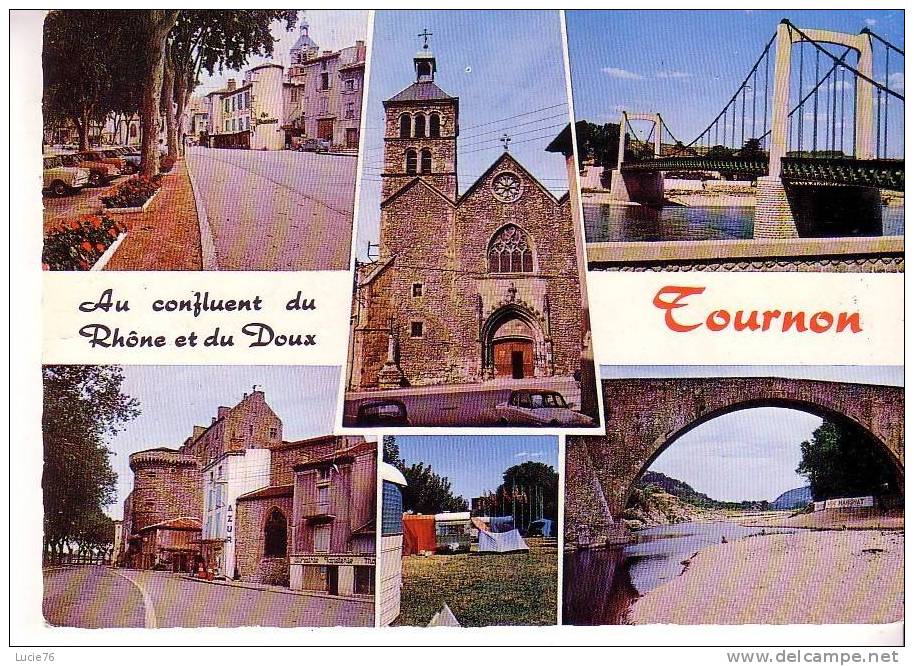 TOURNON SUR RHONE -  6 Vues : Quai Farconnet, Eglise St Julien, Pont Sur Le Rhône, Château, Camping,Gd Pont Sur Le Doubs - Tournon