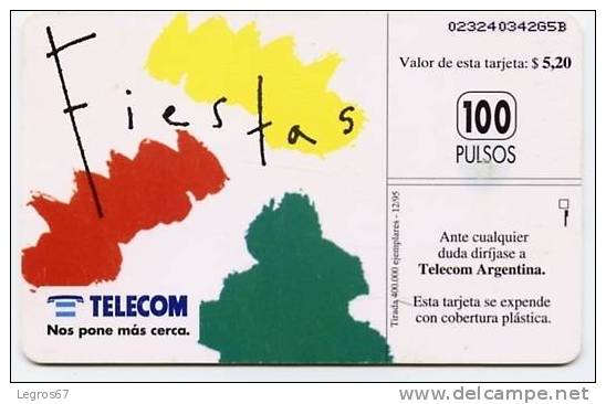 TELECARTE TELECOM ARGENTINA 100 PULSOS REGALO 12/95 - Argentinië