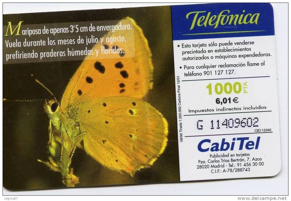 TELECARTE TELEFONICA 1000  PTA MANTA DE ORO 08/99 - Telefonica