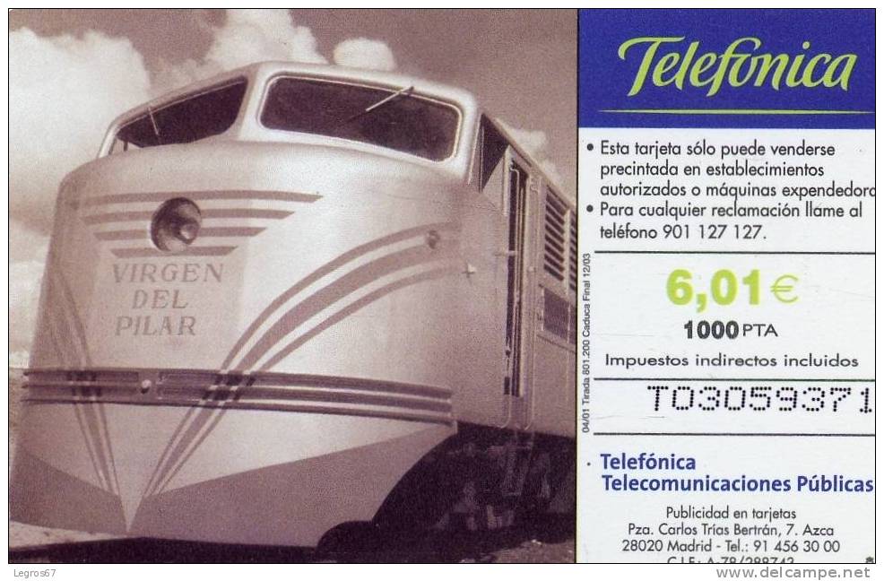 TELECARTE TELEFONICA 6.01 € TALGO - Telefonica