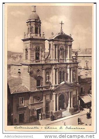 9922)cartolina Illustratoria  Caltanissetta - Chiesa S. Sebastiano - Caltanissetta