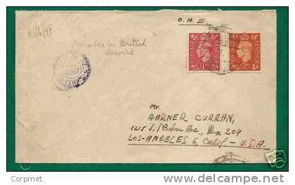 UK -  1944 COVER FROM MEMBER IN BRITISH SERVICE  In EGYPT (O.A.S.)  CENSORED To USA - Marcofilie
