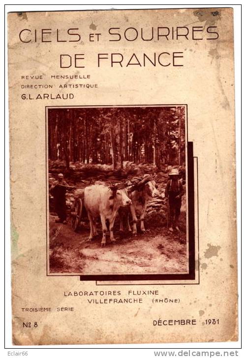 CIELS ET SOURIRES DE FRANCE   N° 8  THIERS    LIVRET PUBLICITAIRE LABO FLUXINE 1931 - Auvergne