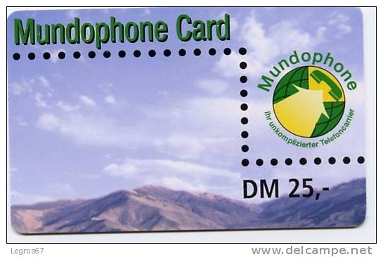 TELECARTE MUNDOPHONE CARD 25 DM - GSM, Cartes Prepayées & Recharges