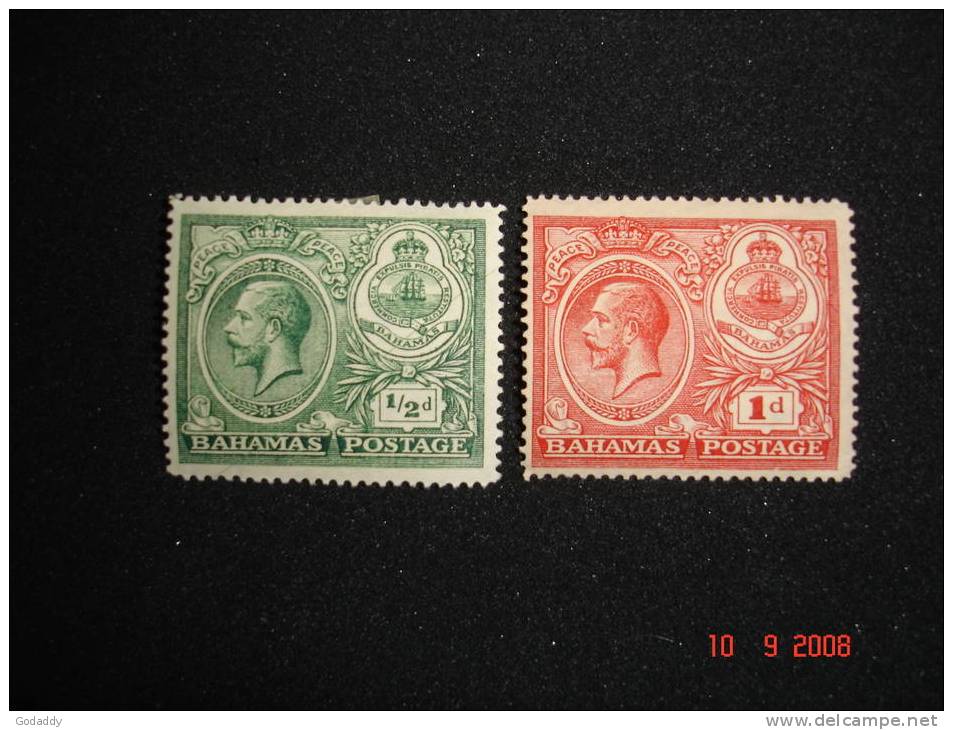 Bahamas 1920 K.George V 'Peace'  1/2d And 1d  SG106 And 107 MH - 1859-1963 Kolonie Van De Kroon