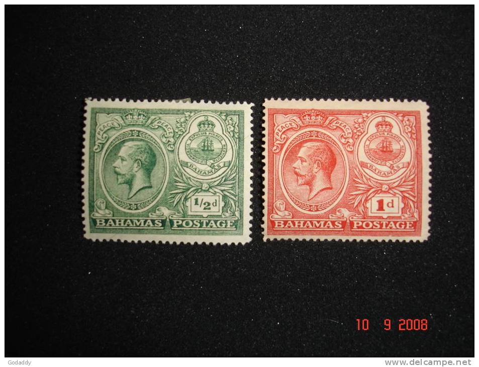 Bahamas 1920 K.George V 'Peace'  1/2d And 1d  SG106 And 107 MH - 1859-1963 Crown Colony