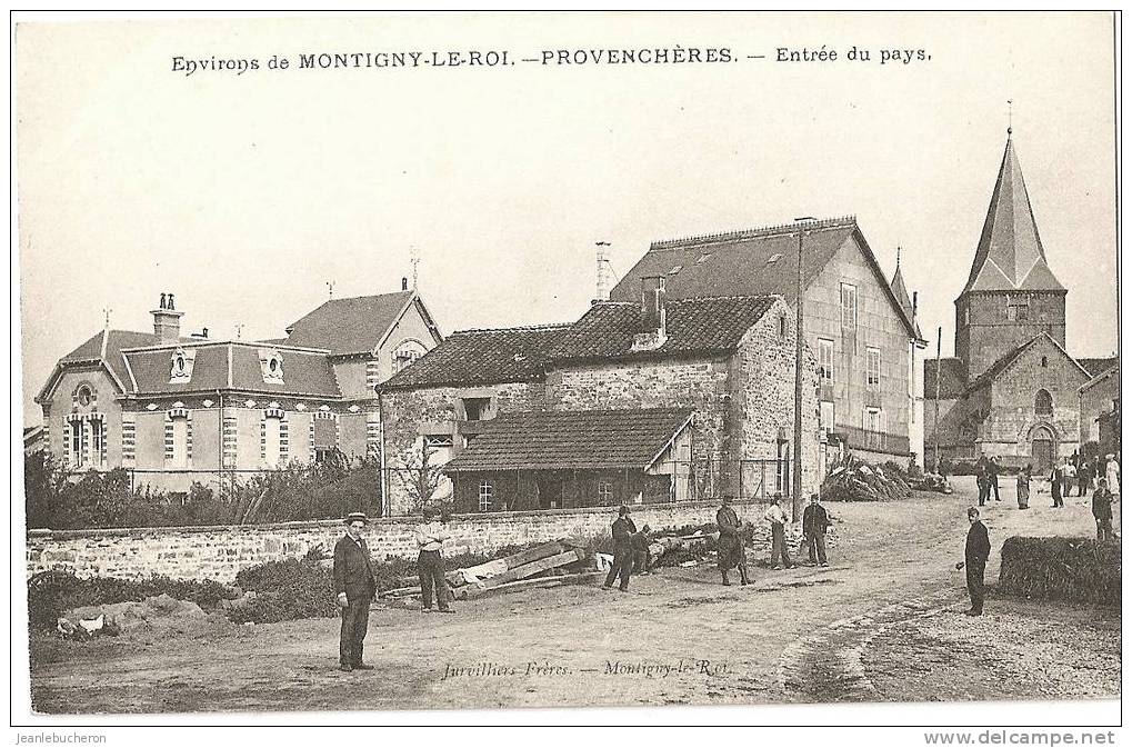 C.P.A    (  MONTIGNY  LE  ROI - PROVENCHERES " Entrée Du Pays "carte Belle Animation - Plan  Rare ) - Montigny Le Roi