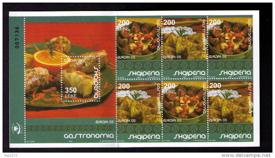 ALBANIE ALBANIA ALBANIEN EUROPA CEPT 2006 GASTRONOMIA CARNET CON  6 SELLOS + MINI BLOCK - 2005