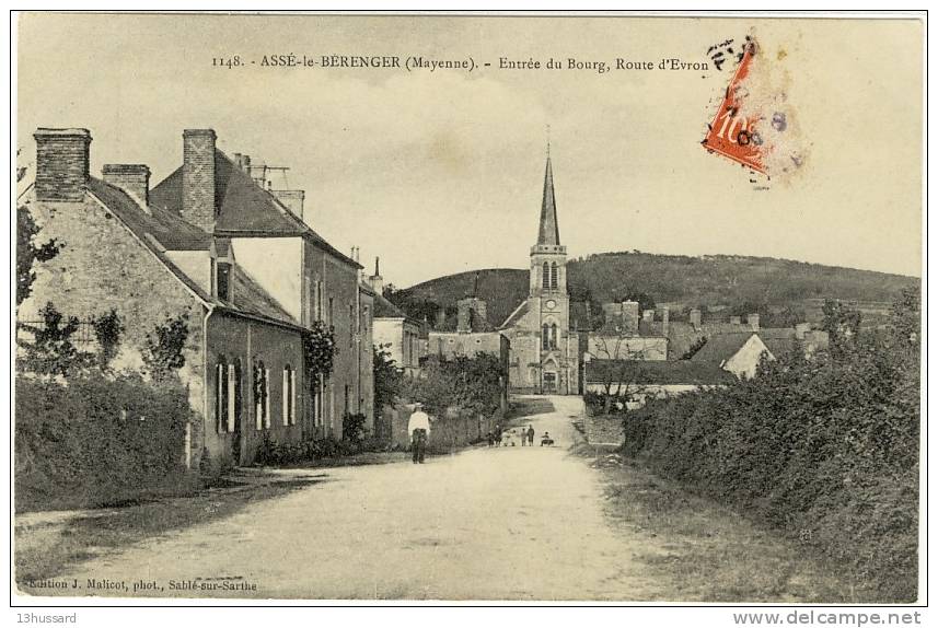 Carte Postale Ancienne Assé Le Bérenger - Entrée Du Bourg, Route D'Evron - Evron