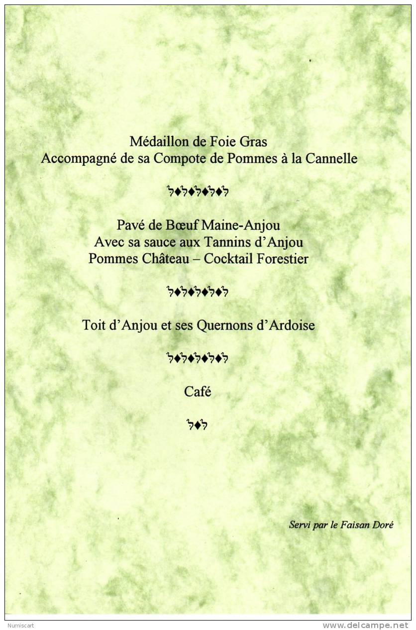 Menu MENU.D ANGERS..à L OCCASION  DE LA VENUE DES MINISTRES ROSELYNE BACHELOT ET HERVE GAYMARD - Menus