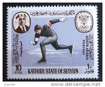 Timbre Neuf : Jeux Olympiques D'hiver - Grenoble 1968. Patinage De Vitesse. Kathiri State Of Seiyun. Michel N° 134A. - Hiver 1968: Grenoble