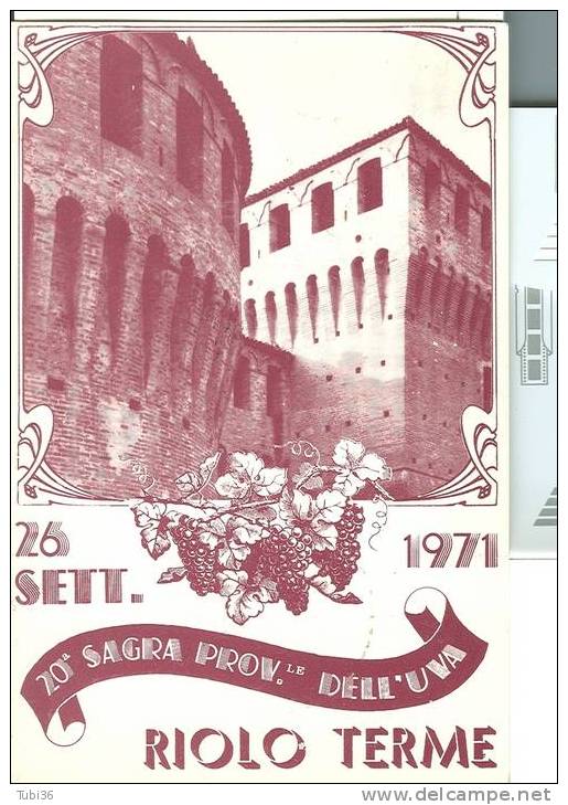 RIOLO TERME - 20° SAGRA PROVINCIALE DELL'UVA - RAVENNA -CARTOLINA XCON ANNULLO FIGURATO 26/9/1971. - Altri & Non Classificati