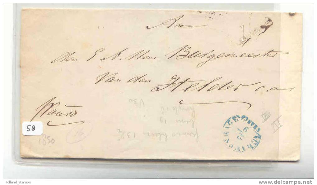 Briefomslag (58) Ongefrankeerd KLEINRONDSTEMPEL 's-Gravenhage 02-09-1830 Van Den Haag Naar De BURGERMEESTER  Den HELDER - ...-1852 Precursori