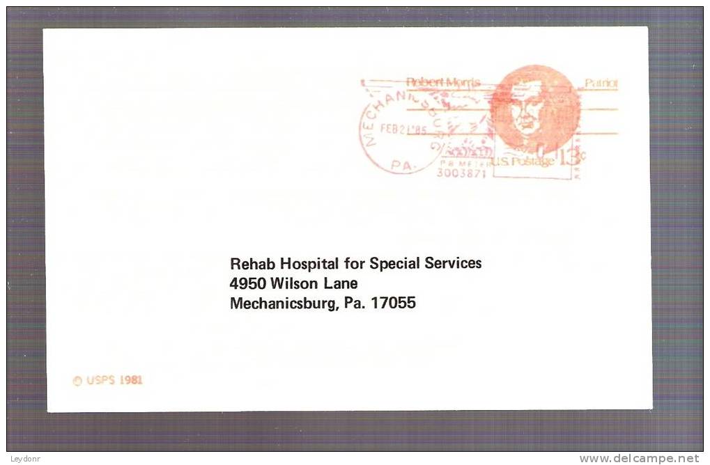 Postal Card - Robert Morris - Scott UX93 - 1981-00