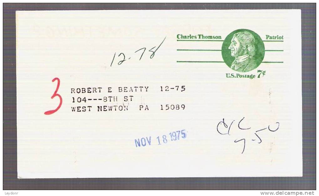 Postal Card - Charles Thomson - UX68 - 1961-80