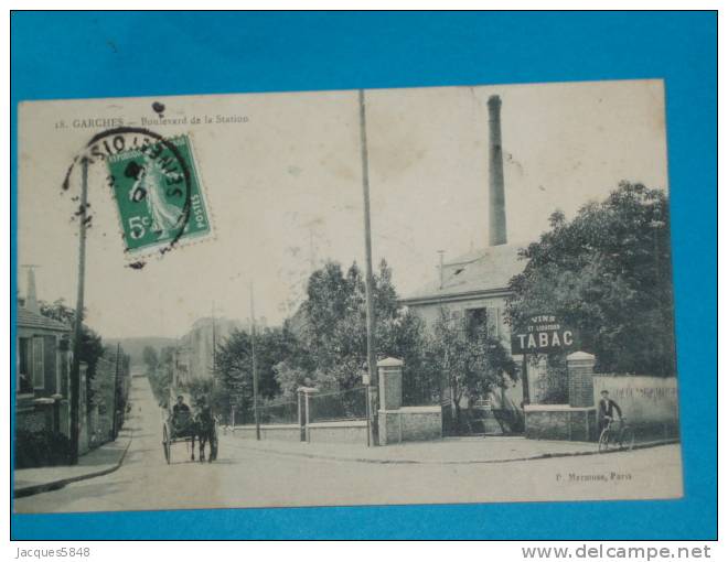 92) Garches - N° 18 - Boulevard De La Station - (vin Liqueurs Tabac - Attelage ) - Année 1908- EDIT  Marmuse - Garches