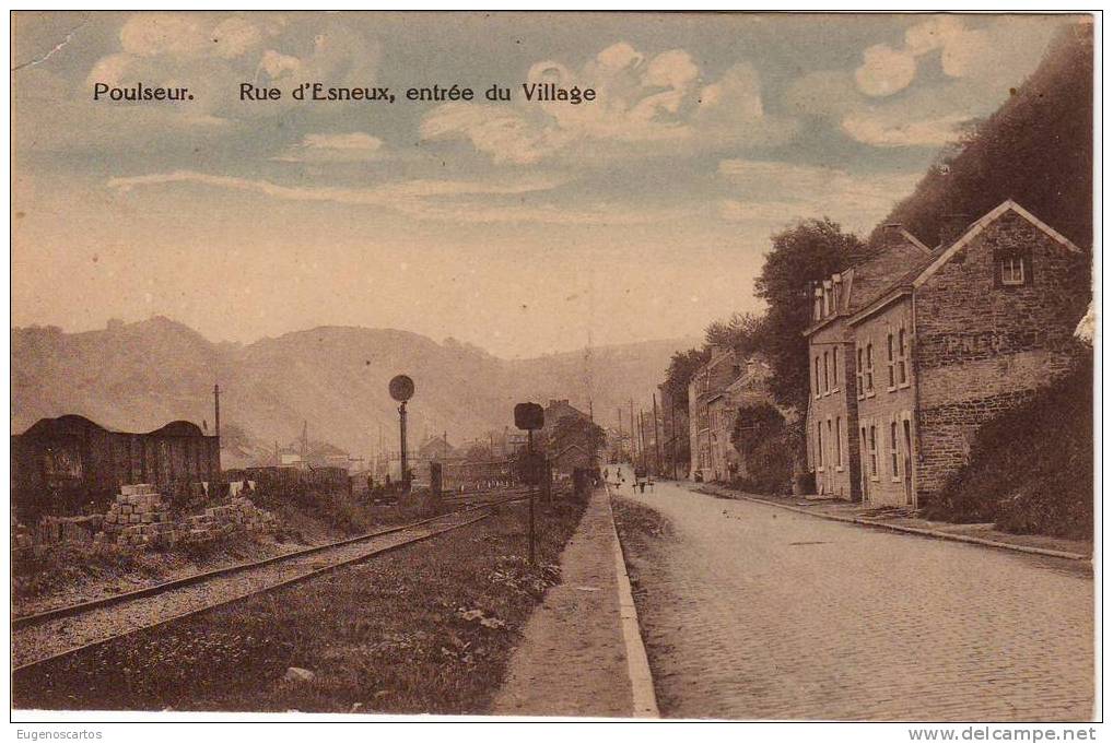 POULSEUR (Comlblain-au-Pont) Rue D'ESneux, Entrée Du Village Jos Raskin  Coloriée - Comblain-au-Pont