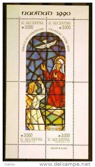Argentine - 1990 - Noel - Vitraux - Stained-glass Windows - Neufs - Verres & Vitraux