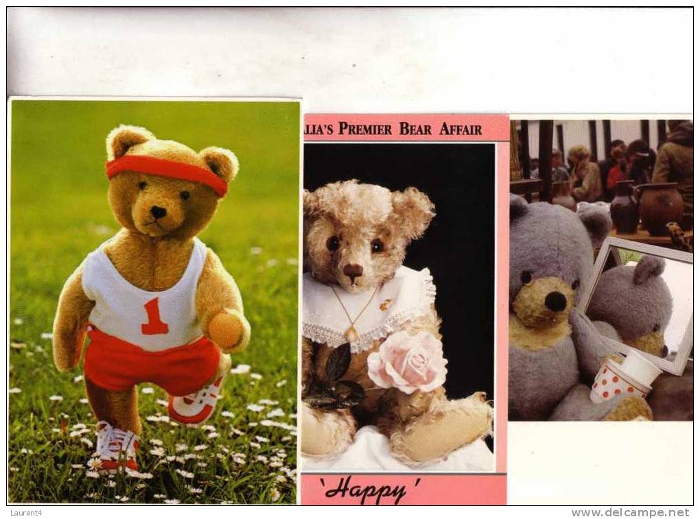 4 Postcards - 4 Cartes D´ours En Peluche - Bären