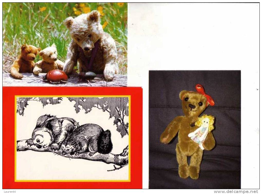 4 Postcards - 4 Cartes D´ours En Peluche - Bären