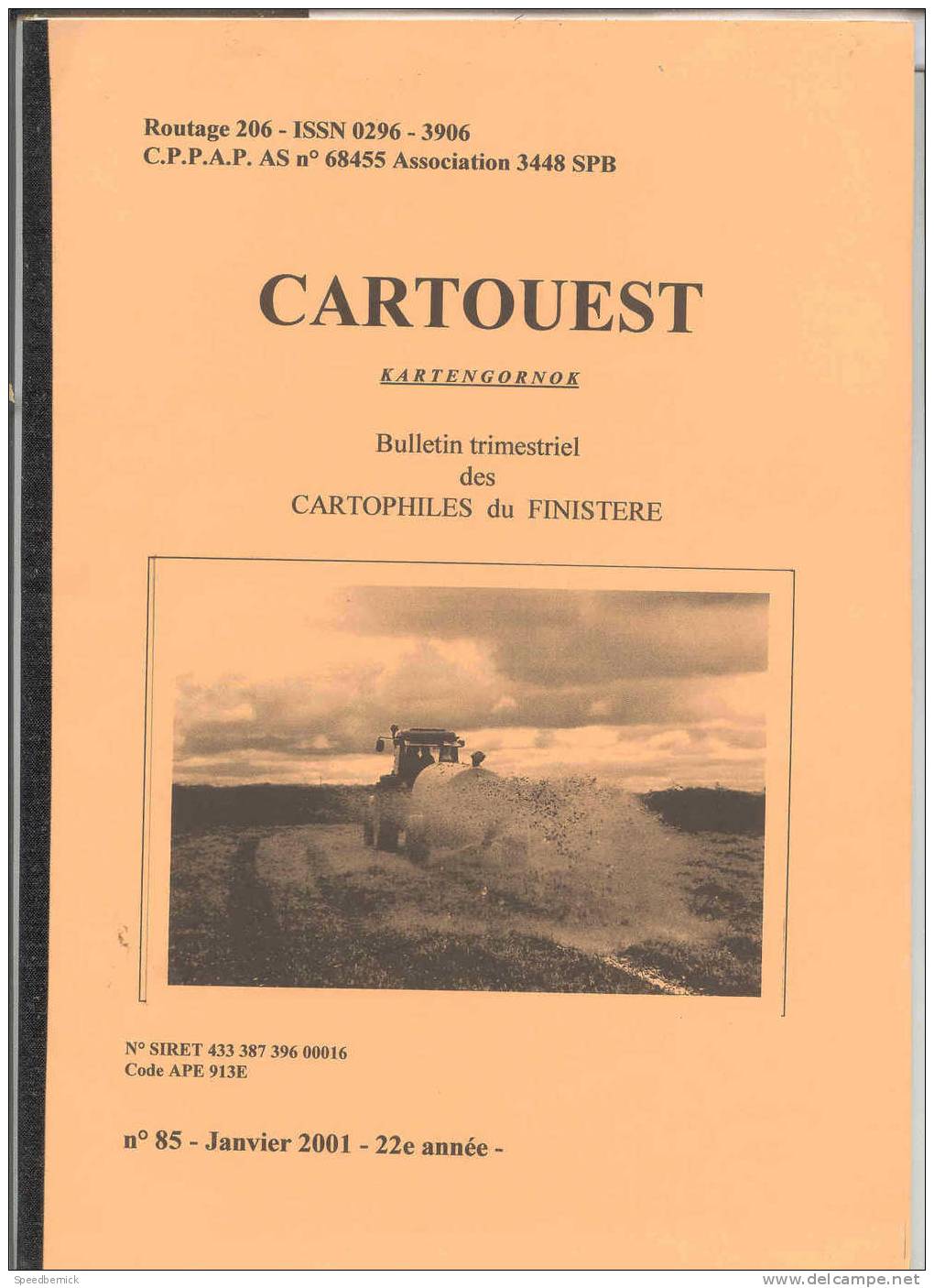 Revue Cartouest, Cartophiles Du Finistere Bretagne . Janvier 2001, N° 85 - Bücher & Kataloge