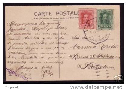 ESPAÑA - SPAIN - 1929 Tarjeta POSTAL PIRINEOS ORIENTALES - PUIGCERDA (al Dorso En VIOLETA) A BARCELONA - SOLDADO Sentado - Covers & Documents