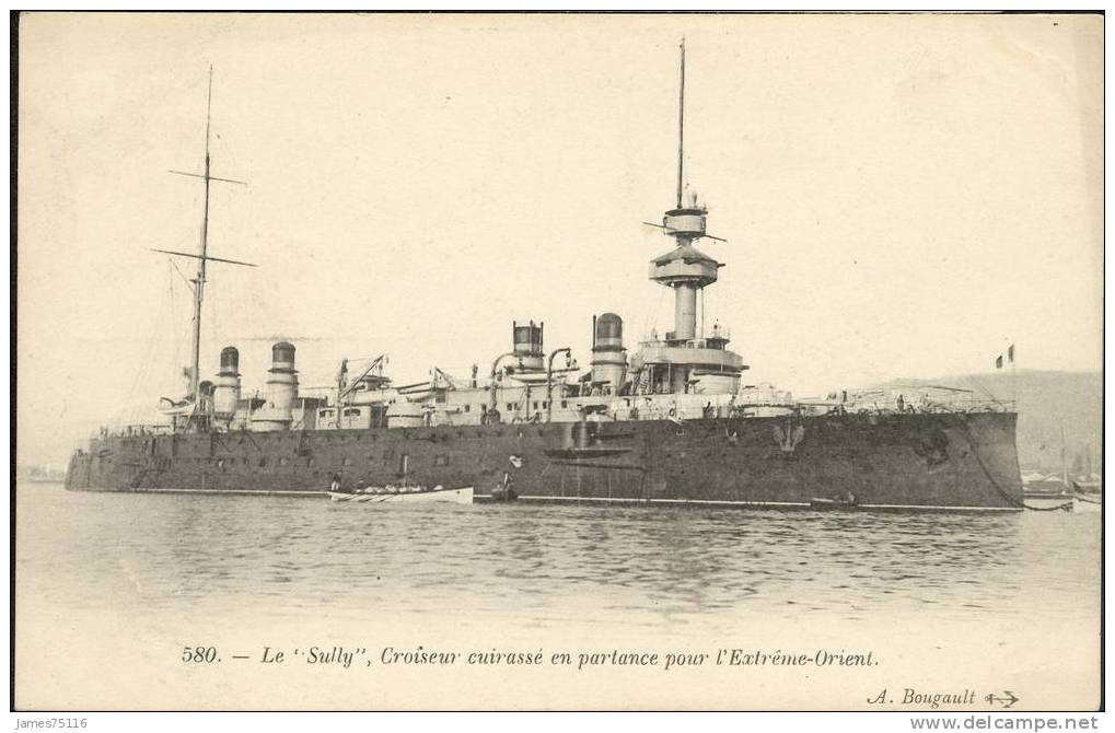 CPA Marine « Le Sully » Croiseur-cuirasse En Partance Pour L’Extrême Orient. - Bateaux