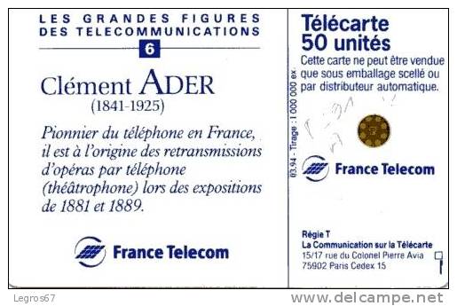 TELECARTE F 391 A 930 ADER FIGURES TELECOM 6 - 50 Einheiten