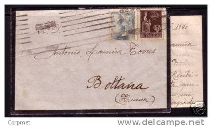 ESPAÑA - SPAIN - Sobre De Luto Con Carta Completa De 1940 De BARCELONA  To BOLTAÑA - HUESCA - Barcellona