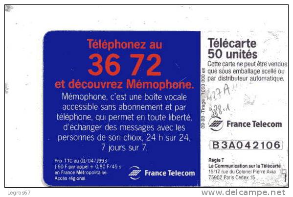 TELECARTE F 427 A 988.1 36.72 MEMOPHONE DUO - 50 Einheiten