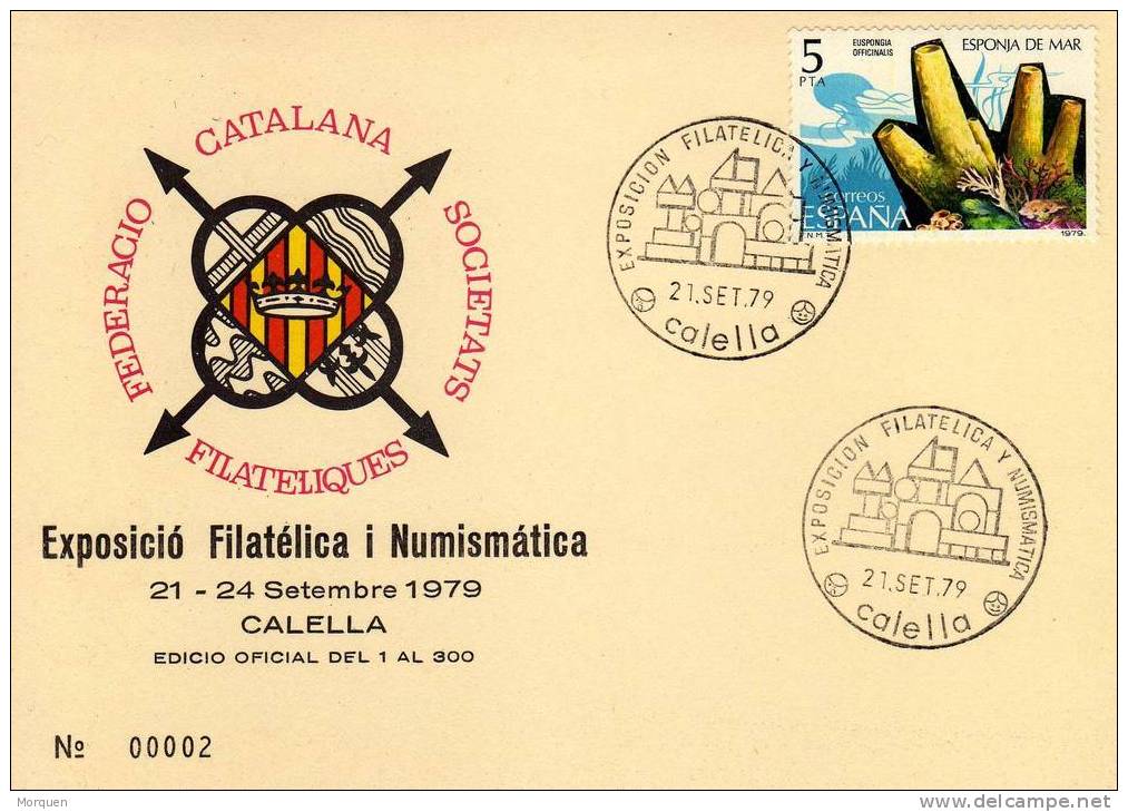 Tarjeta Exposicion Filatelica CALELLA (Barcelona) 1979 - Cartas & Documentos