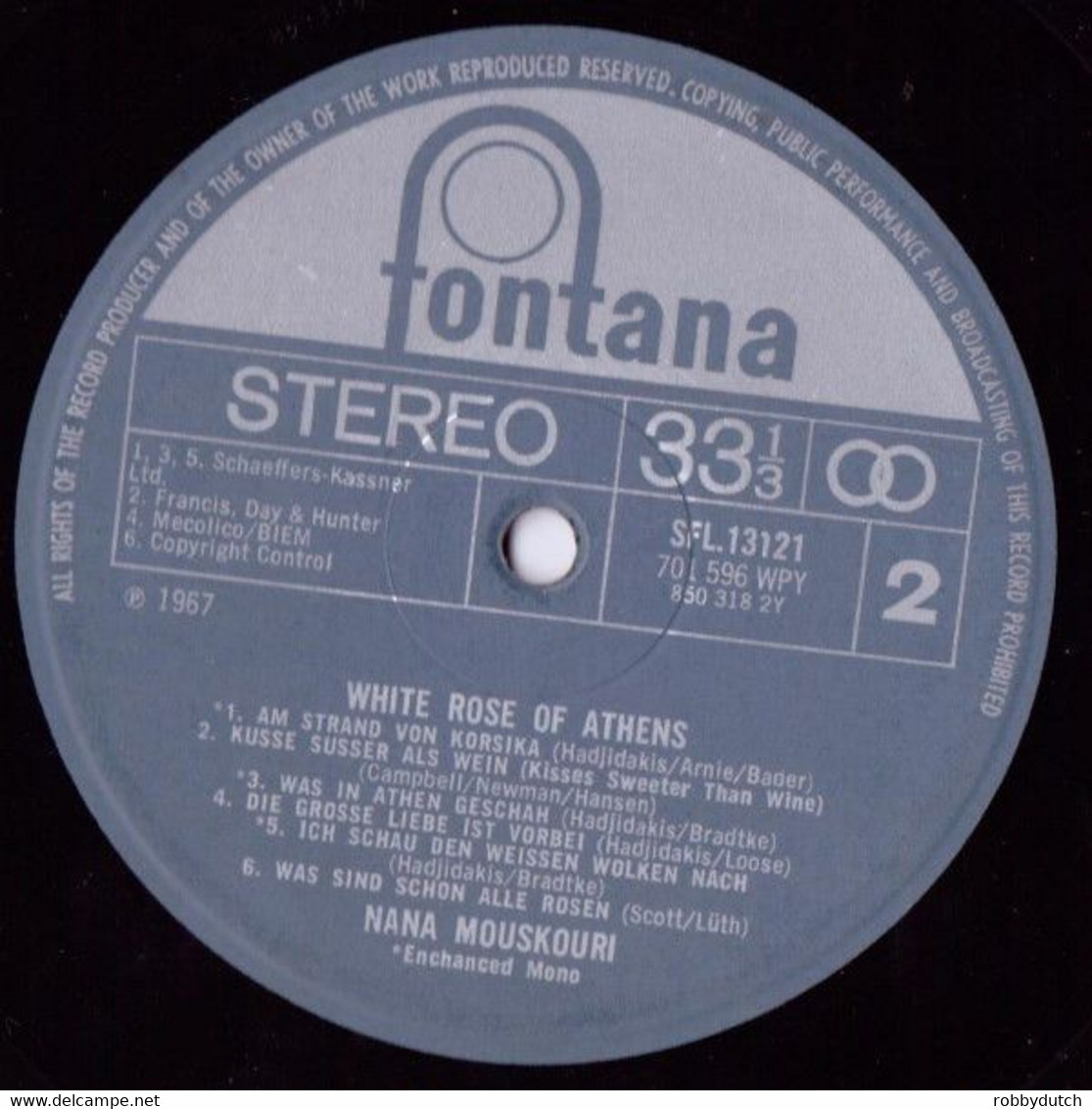 * LP * NANA MOUSKOURI - WHITE ROSE OF ATHENS (sung In German) (England 1967 Ex!!!) - Sonstige - Deutsche Musik