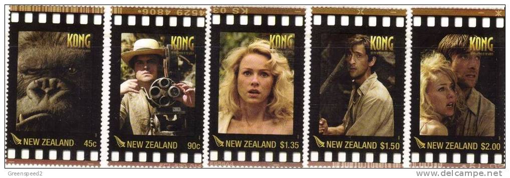 2005 New Zealand King Kong 5v Set - Cinema