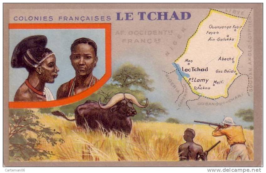 Tchad - Colonies Françaises - Carte (Chasse Au Buffle) - Tchad