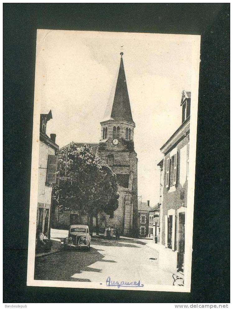 CPSM - Auzances (23) - Rue De La Mairie Et Eglise ( Automobile Ed. Sarniguet ) - Auzances