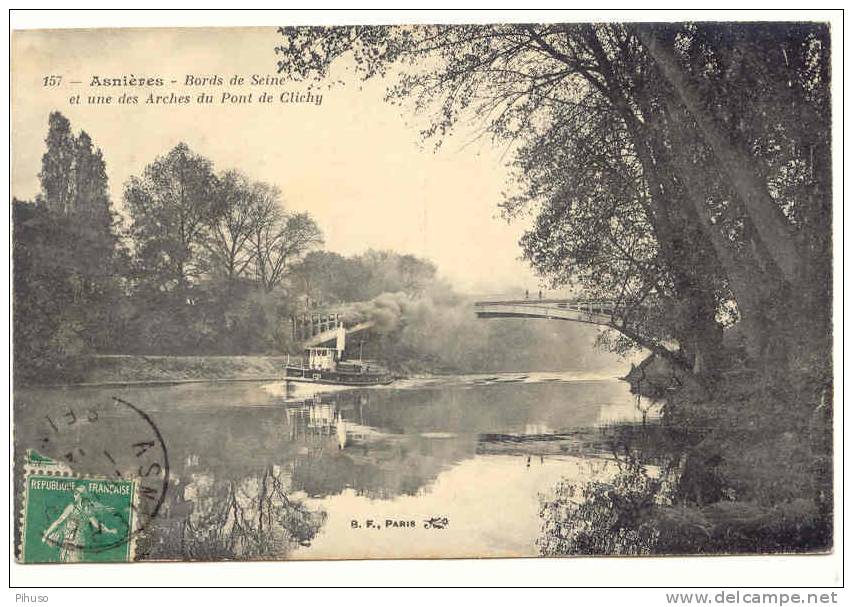 *326*   ASNIERES : Bords De Seine Et Une Des Arches Du Pont De Clichy - Arnières