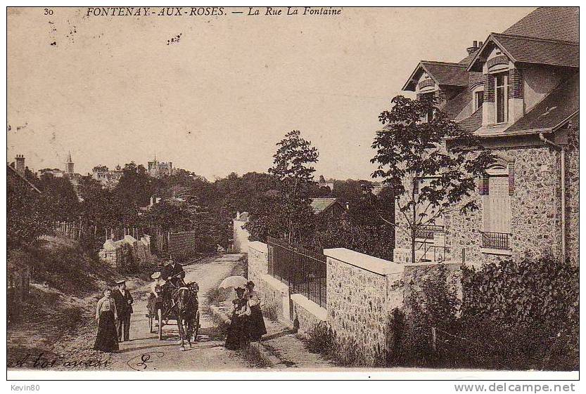 92 FONTENAY AUX ROSES La Rue La Fontaine Cpa Animée - Fontenay Aux Roses