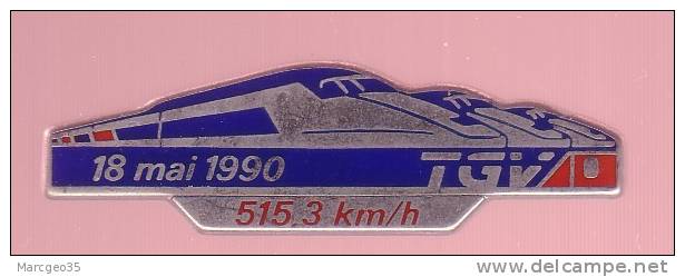 Pin's, TGV,18 Mai 1990,record De Vitesse, 515,3 Km/h, Decat Paris - TGV