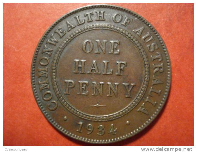 70 AUSTRALIA   HALF PENNY    AÑO / YEAR  1934  MBC+/VF+ - Penny