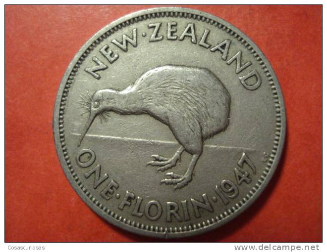 786 NEW ZEALAND   NUEVA ZELANDA  ONE FLORIN  KIWY  ANIMAL     AÑO / YEAR  1947  MBC/  VF - New Zealand