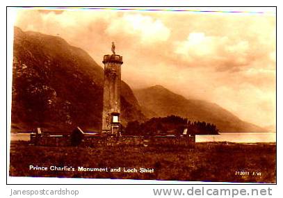 PRINCE CHARLIE'S MONUMENT & L.Shiel--Real Photo Postcard--Invcerness-shire SCOTLAND - Inverness-shire